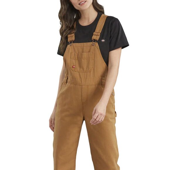 NWOT - Dickies Women's Relaxed Fit Bib Overalls - Rinsed Brown Duck - Picture 1 of 7